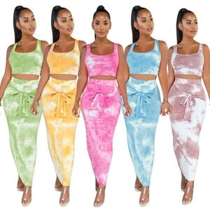 Two piece crop top and skirt ser